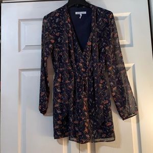 BCBG floral long sleeve romper.